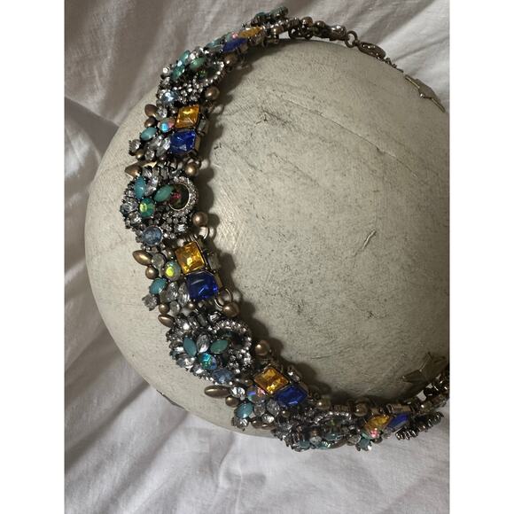 Amazon.com: Flyonce Costume Jewelry for Women, Rhinestone  Blue Rhinestone Statement Necklace glamour crystals party colorful custom formal